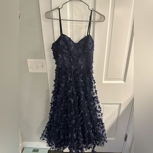 Time to Fly Navy Blue Butterfly Lace-Up Midi Dress Lulus